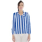 Vertical Stripes - White and Cobalt Blue Wind Breaker (Women)