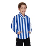 Vertical Stripes - White and Cobalt Blue Wind Breaker (Kids)