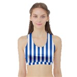 Vertical Stripes - White and Cobalt Blue Women s Sports Bra with Border