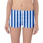 Vertical Stripes - White and Cobalt Blue Boyleg Bikini Bottoms