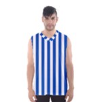 Vertical Stripes - White and Cobalt Blue Men s Basketball Tank Top