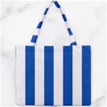 Vertical Stripes - White and Cobalt Blue Mini Tote Bag