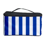Vertical Stripes - White and Cobalt Blue Cosmetic Storage Case