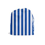 Vertical Stripes - White and Cobalt Blue Drawstring Pouch (L)