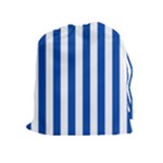 Vertical Stripes - White and Cobalt Blue Drawstring Pouch (XL)