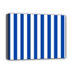 Vertical Stripes - White and Cobalt Blue Deluxe Canvas 16  x 12  (Stretched)