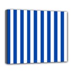 Vertical Stripes - White and Cobalt Blue Deluxe Canvas 24  x 20  (Stretched)