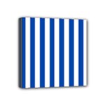 Vertical Stripes - White and Cobalt Blue Mini Canvas 4  x 4  (Stretched)