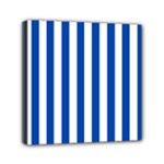 Vertical Stripes - White and Cobalt Blue Mini Canvas 6  x 6  (Stretched)
