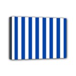 Vertical Stripes - White and Cobalt Blue Mini Canvas 7  x 5  (Stretched)