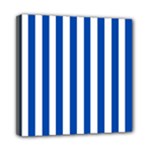 Vertical Stripes - White and Cobalt Blue Mini Canvas 8  x 8  (Stretched)