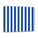 Vertical Stripes - White and Cobalt Blue Canvas 10  x 8  (Stretched)