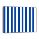 Vertical Stripes - White and Cobalt Blue Canvas 16  x 12  (Stretched)