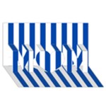 Vertical Stripes - White and Cobalt Blue MOM 3D Greeting Card (8x4)