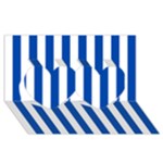 Vertical Stripes - White and Cobalt Blue Twin Hearts 3D Greeting Card (8x4)