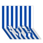 Vertical Stripes - White and Cobalt Blue LOVE Bottom 3D Greeting Card (7x5)