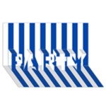 Vertical Stripes - White and Cobalt Blue PARTY 3D Greeting Card (8x4)