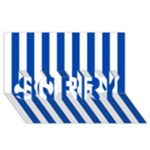 Vertical Stripes - White and Cobalt Blue SORRY 3D Greeting Card (8x4)