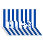 Vertical Stripes - White and Cobalt Blue HUGS 3D Greeting Card (8x4)