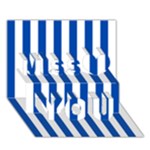 Vertical Stripes - White and Cobalt Blue Miss You 3D Greeting Card (7x5)