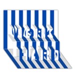 Vertical Stripes - White and Cobalt Blue WORK HARD 3D Greeting Card (7x5)