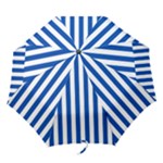 Vertical Stripes - White and Cobalt Blue Folding Umbrella