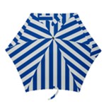 Vertical Stripes - White and Cobalt Blue Mini Umbrella