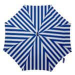 Vertical Stripes - White and Cobalt Blue Hook Handle Umbrella (Medium)