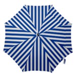 Vertical Stripes - White and Cobalt Blue Hook Handle Umbrella (Small)