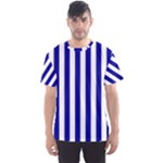 Vertical Stripes - White and Dark Blue Men s Sport Mesh Tee