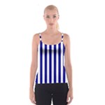 Vertical Stripes - White and Dark Blue Spaghetti Strap Top