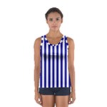 Vertical Stripes - White and Dark Blue Women s Sport Tank Top