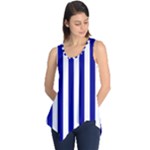 Vertical Stripes - White and Dark Blue Sleeveless Tunic