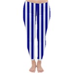 Vertical Stripes - White and Dark Blue Winter Leggings