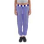 Vertical Stripes - White and Dark Blue Women s Jogger Sweatpants