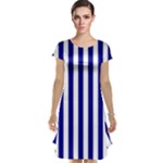 Vertical Stripes - White and Dark Blue Cap Sleeve Nightdress