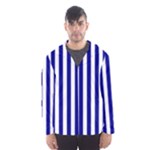 Vertical Stripes - White and Dark Blue Hooded Wind Breaker (Men)