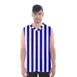 Vertical Stripes - White and Dark Blue Men s Basketball Tank Top