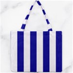 Vertical Stripes - White and Dark Blue Mini Tote Bag