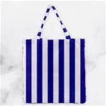 Vertical Stripes - White and Dark Blue Grocery Tote Bag
