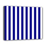 Vertical Stripes - White and Dark Blue Deluxe Canvas 24  x 20  (Stretched)
