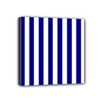 Vertical Stripes - White and Dark Blue Mini Canvas 4  x 4  (Stretched)