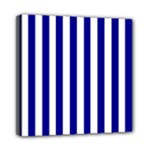 Vertical Stripes - White and Dark Blue Mini Canvas 8  x 8  (Stretched)