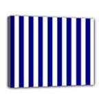 Vertical Stripes - White and Dark Blue Canvas 14  x 11  (Stretched)
