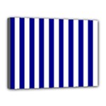 Vertical Stripes - White and Dark Blue Canvas 16  x 12  (Stretched)