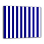 Vertical Stripes - White and Dark Blue Canvas 20  x 16  (Stretched)