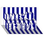 Vertical Stripes - White and Dark Blue Happy Birthday 3D Greeting Card (8x4)