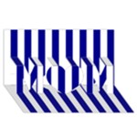 Vertical Stripes - White and Dark Blue MOM 3D Greeting Card (8x4)