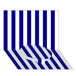Vertical Stripes - White and Dark Blue Circle Bottom 3D Greeting Card (7x5)
