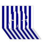 Vertical Stripes - White and Dark Blue Clover 3D Greeting Card (7x5)